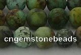 CRO1054 15.5 inches 12mm round matte African turquoise beads