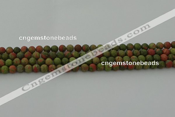 CRO1061 15.5 inches 6mm round matte unakite beads wholesale