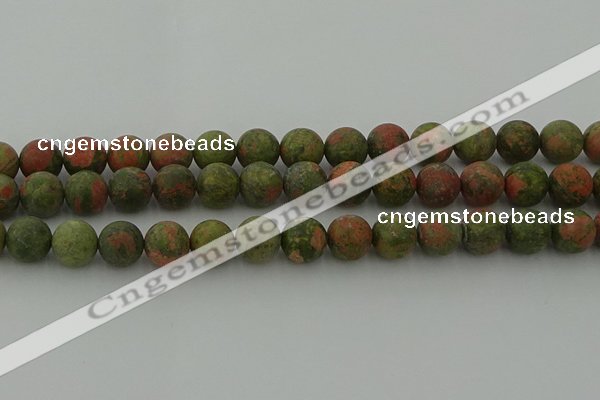 CRO1064 15.5 inches 12mm round matte unakite beads wholesale