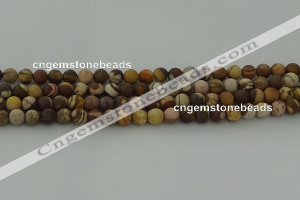 CRO1072 15.5 inches 8mm round matte brown zebra jasper beads