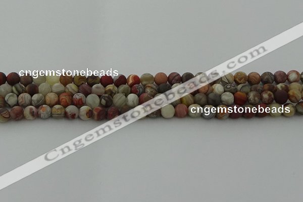 CRO1091 15.5 inches 6mm round matte laguna lace agate beads