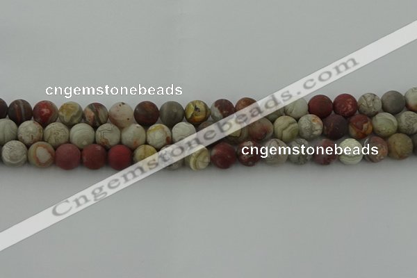 CRO1092 15.5 inches 8mm round matte laguna lace agate beads