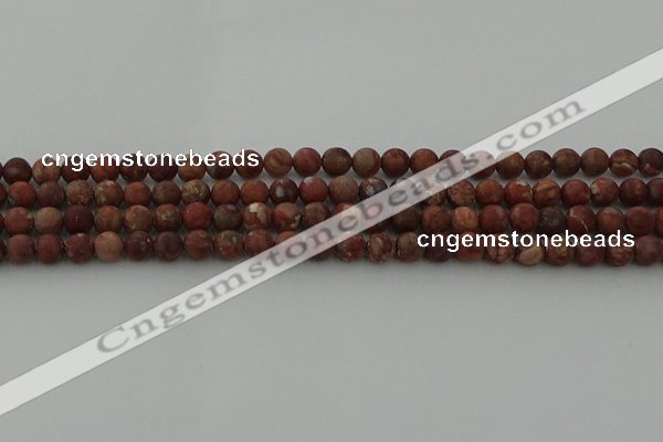 CRO1101 15.5 inches 6mm round matte pomegranate jasper beads