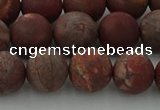 CRO1103 15.5 inches 10mm round matte pomegranate jasper beads