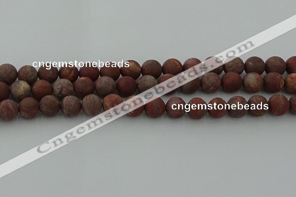 CRO1103 15.5 inches 10mm round matte pomegranate jasper beads