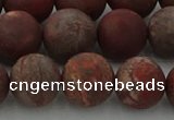 CRO1104 15.5 inches 12mm round matte pomegranate jasper beads