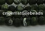 CRO1121 15.5 inches 6mm round matte green silver line jasper beads