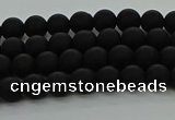 CRO1130 15.5 inches 4mm round matte black agate gemstone beads