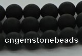 CRO1132 15.5 inches 8mm round matte black agate gemstone beads