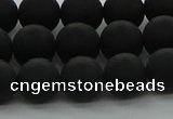 CRO1133 15.5 inches 10mm round matte black agate gemstone beads