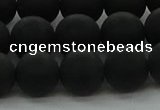 CRO1134 15.5 inches 12mm round matte black agate gemstone beads