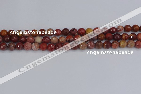 CRO1190 15.5 inches 8mm faceted round red porcelain beads