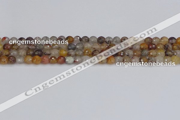 CRO1196 15.5 inches 6mm faceted round mixed lodalite quartz beads