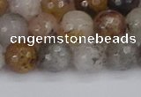 CRO1197 15.5 inches 8mm faceted round mixed lodalite quartz beads