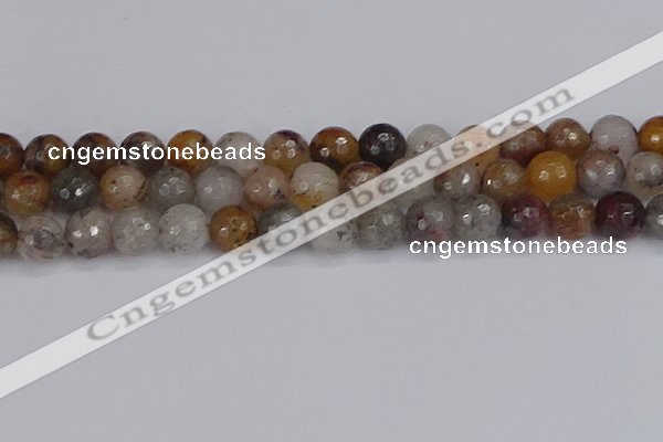 CRO1199 15.5 inches 12mm faceted round mixed lodalite quartz beads