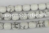 CRO132 15.5 inches 8mm round white howlite turquoise beads wholesale