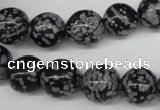 CRO284 15.5 inches 12mm round snowflake obsidian beads wholesale