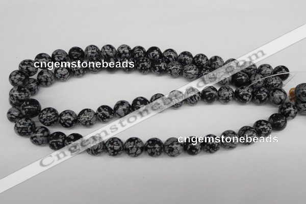 CRO284 15.5 inches 12mm round snowflake obsidian beads wholesale