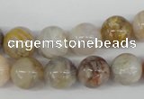 CRO316 15.5 inches 12mm round bamboo leaf agate beads wholesale