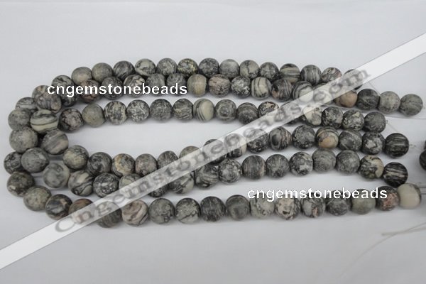CRO322 15.5 inches 12mm round grey picasso jasper beads wholesale