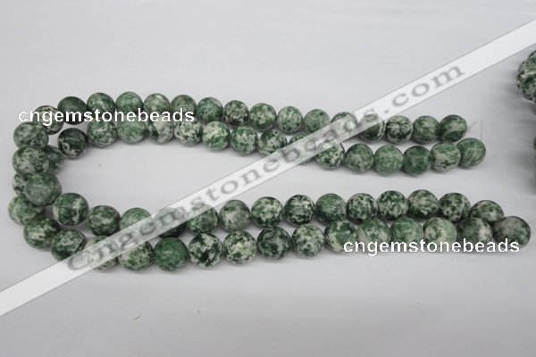 CRO348 15.5 inches 12mm round green spot gemstone beads wholesale