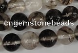 CRO370 15.5 inches 12mm round watermelon black beads wholesale