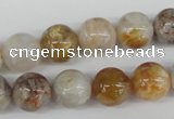 CRO384 15.5 inches 14mm round bamboo leaf agate beads wholesale