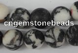 CRO386 15.5 inches 14mm round black & white jasper beads wholesale