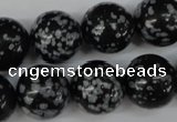 CRO404 15.5 inches 14mm round snowflake obsidian beads wholesale