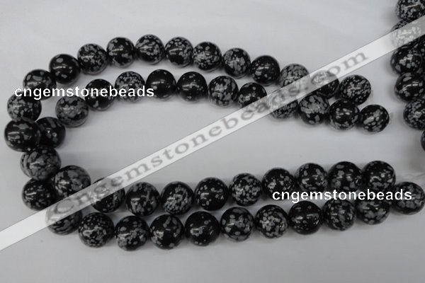 CRO404 15.5 inches 14mm round snowflake obsidian beads wholesale