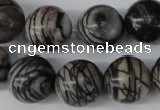 CRO451 15.5 inches 16mm round black water jasper beads wholesale