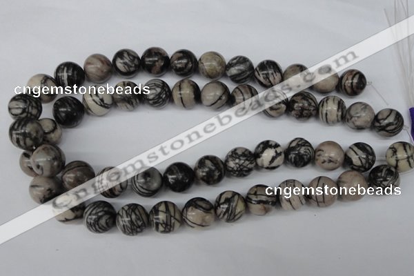 CRO451 15.5 inches 16mm round black water jasper beads wholesale