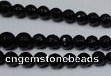 CRO702 15.5 inches 6mm – 14mm faceted round black agate beads