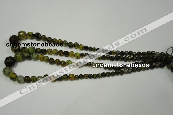 CRO703 15.5 inches 6mm – 14mm faceted round dragon veins agate beads