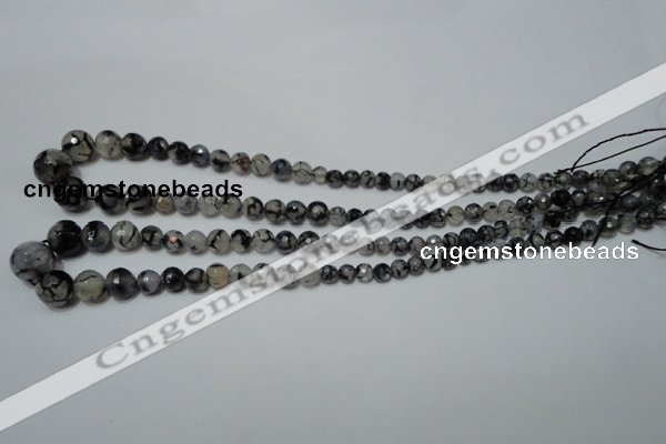 CRO704 15.5 inches 6mm – 14mm faceted round dragon veins agate beads