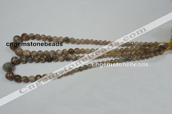 CRO730 15.5 inches 6mm – 14mm faceted round moonstone gemstone beads