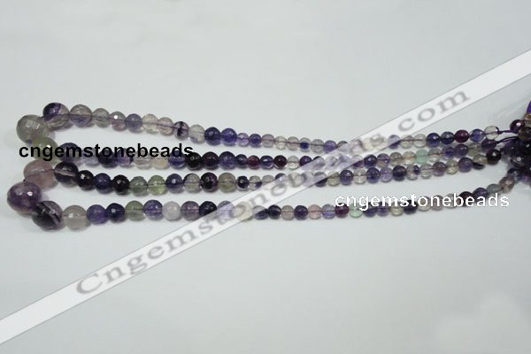 CRO731 15.5 inches 6mm – 14mm faceted round fluorite gemstone beads