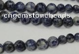 CRO733 15.5 inches 6mm – 14mm faceted round blue spot stone beads