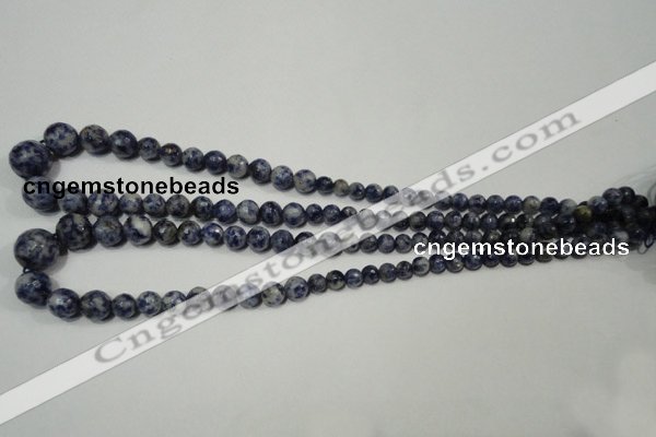 CRO733 15.5 inches 6mm – 14mm faceted round blue spot stone beads