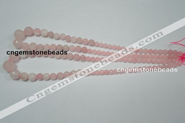 CRO742 15.5 inches 6mm – 14mm faceted round rose quartz beads