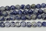 CRO771 15.5 inches 6mm faceted round blue spot stone beads wholesale