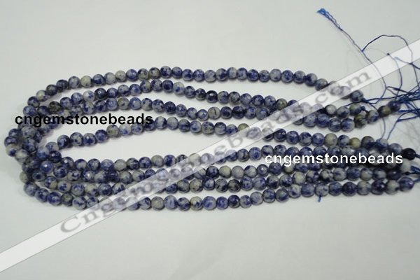 CRO771 15.5 inches 6mm faceted round blue spot stone beads wholesale