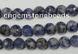 CRO772 15.5 inches 8mm faceted round blue spot stone beads wholesale