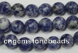 CRO773 15.5 inches 10mm faceted round blue spot stone beads wholesale