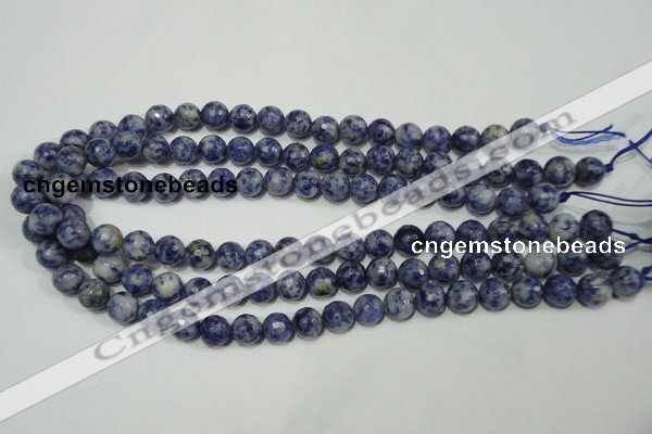 CRO773 15.5 inches 10mm faceted round blue spot stone beads wholesale