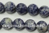 CRO775 15.5 inches 14mm faceted round blue spot stone beads wholesale