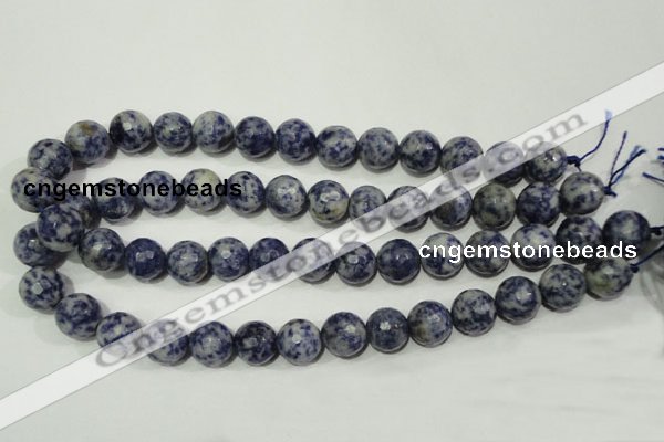 CRO775 15.5 inches 14mm faceted round blue spot stone beads wholesale