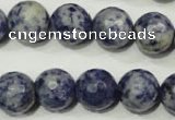 CRO776 15.5 inches 16mm faceted round blue spot stone beads wholesale