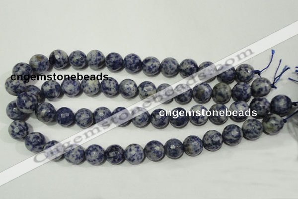 CRO776 15.5 inches 16mm faceted round blue spot stone beads wholesale