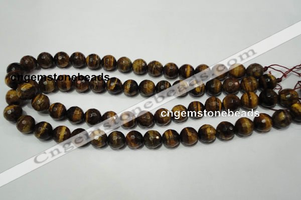 CRO784 15.5 inches 12mm faceted round yellow tiger eye beads wholesale